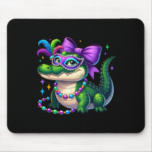 Mrs Gator Mardi Gras Vibes Louisiana Crocodile Mar Mouse Mat