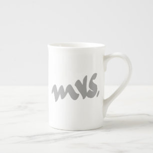 Mrs. Gifts For Her Mother's Day Grey White Cool Bone China Mug