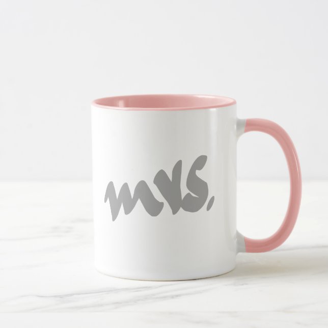 Mrs. Gifts For Her Mother's Day Grey White Pink Mug (Right)