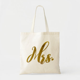 Mrs in Gold Foil Wedding Tote Bag