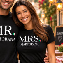 MRS. Italian Flag Heart Personal Last Name Couple