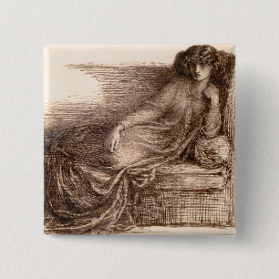 Mrs. Jane Morris Reclining on a Sofa 15 Cm Square Badge