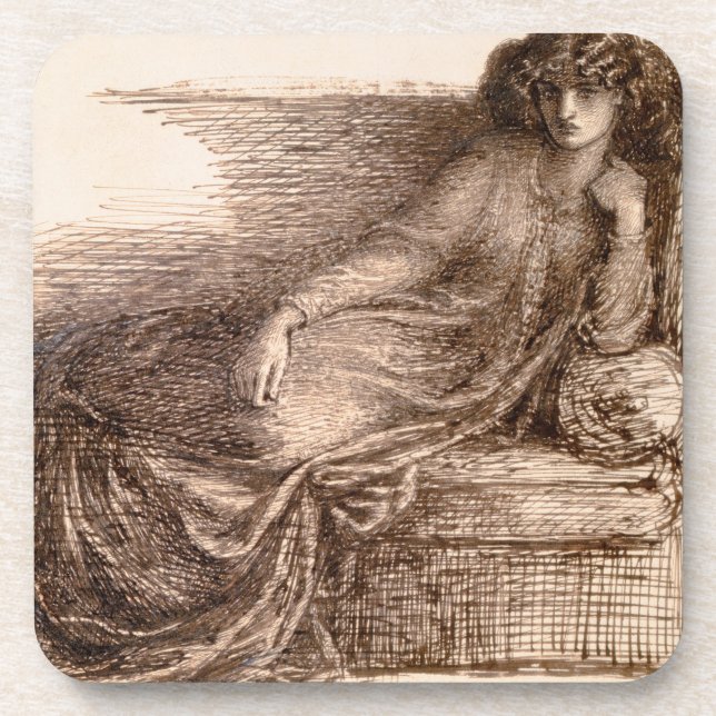 Mrs. Jane Morris Reclining on a Sofa Coaster (Front)