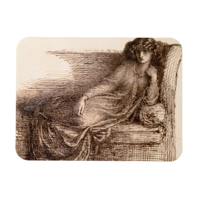 Mrs. Jane Morris Reclining on a Sofa Magnet (Horizontal)