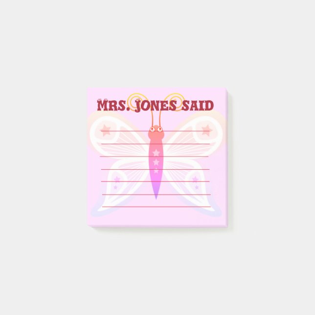 Mrs Jones Said Pink Post-It Notes (Front)