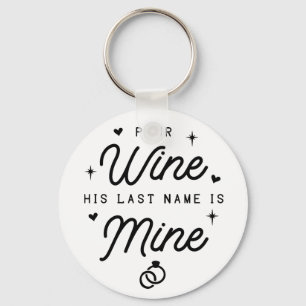 Mrs Just Married Wedding Announcement Bride Wine Key Ring