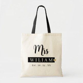 Mrs. Last Name Est Year Tote Bag Personalised Date