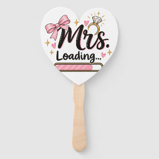 "Mrs. Loading..." Pink Bridal Shower Heart Hand Fa Fan