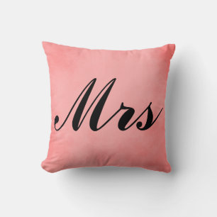 Mrs. Lovely Pink Parchment Mr and Mrs Cushion