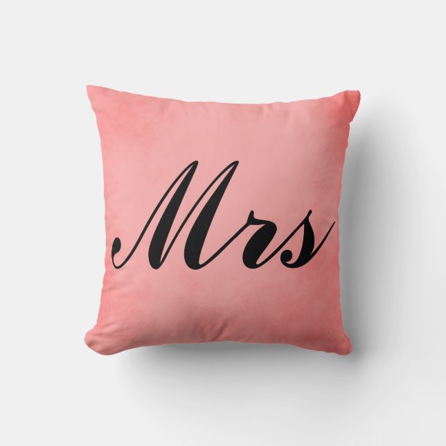 Mrs. Lovely Pink Parchment Mr and Mrs Cushion (Front)
