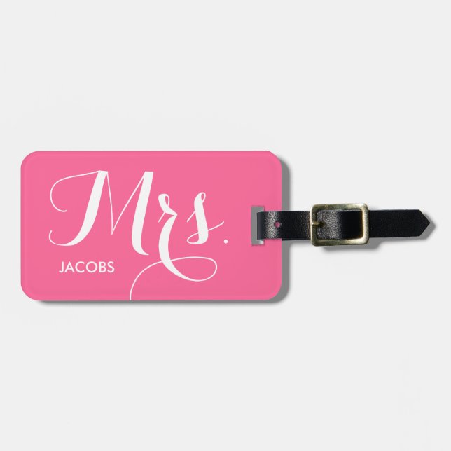 Mrs. Luggage Tag - pink (Front Horizontal)