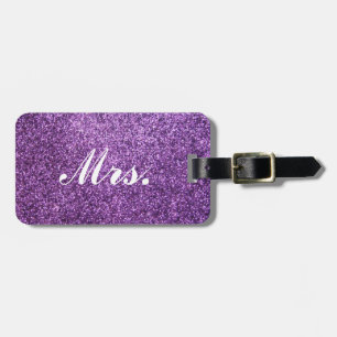 Mrs luggage tag - Purple Faux Glitter