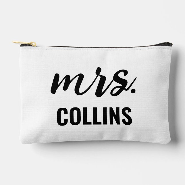 Mrs Makeup Bride Bridesmaid Engagement Wedding Accessory Pouch (Front)