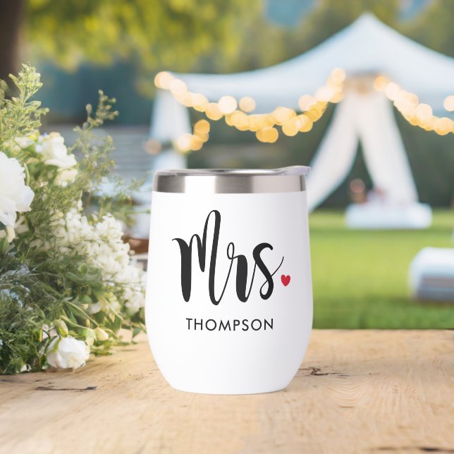 Mrs Modern Black Script Personalised Wedding (Wedding)