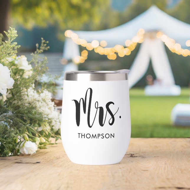 Mrs Modern Black Script Personalised Wedding (Wedding)