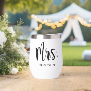 Mrs Modern Black Script Wedding Custom