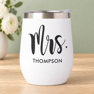 Mrs Modern Black Script Wedding Custom