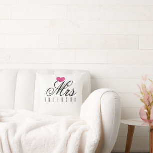 Mrs Modern Script Custom Wedding Cushion
