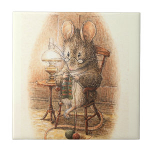 “Mrs Mouse Knitting” by Beatrix Potter Tile