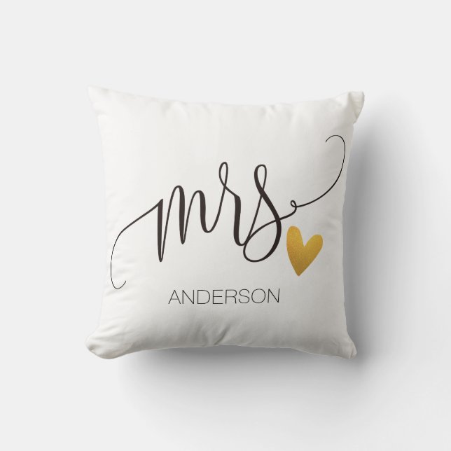 Mrs.|Mr.& Mrs.| Calligraphy|Personlized Wedding-2 Cushion (Front)