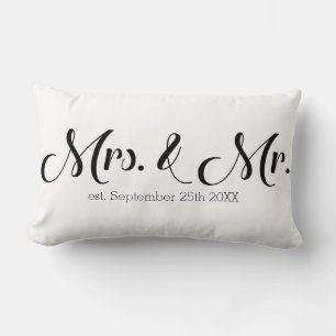 Mrs. & Mr. Newlyweds Wife and Husband Lumbar Cushion