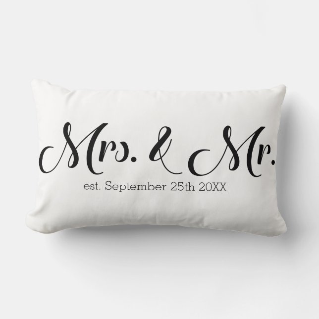 Mrs. & Mr. Newlyweds Wife and Husband Lumbar Cushion (Front)