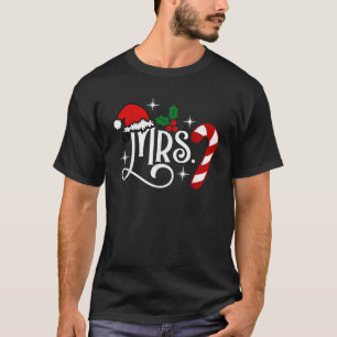 Mrs Mr Santa Candy Cane Merry Christmas Xmas Coupl T-Shirt