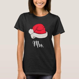 Mrs Mr Santa Claus Hat Christmas Couples Matching T-Shirt