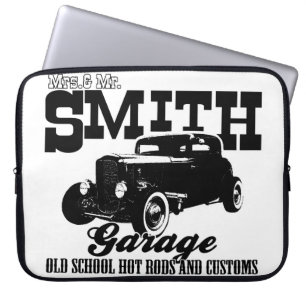 Mrs.& Mr. Smith Hot-Rod Garage Laptop Sleeve