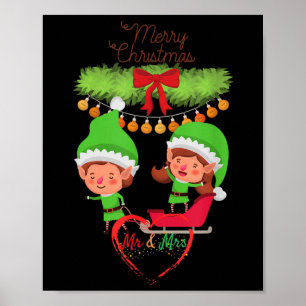 Mrs Mr Wedding Xmas Groom Brides Married Elfen Bri Poster