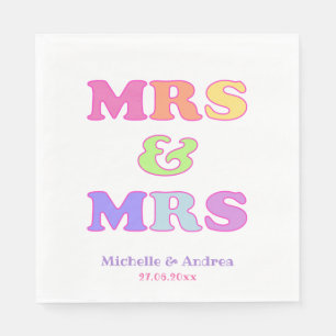Mrs & Mrs   Cute Colourful Gay Wedding Napkin