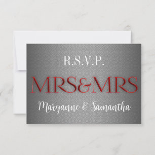 Mrs & Mrs Gay Lesbian Wedding RSVP in Silver