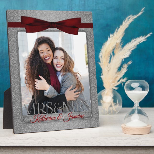 Mrs & Mrs Lesbian Gay Wedding Photo Frame Silver (Side)