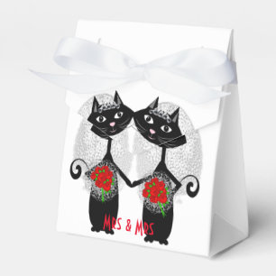 Mrs + Mrs Lesbian Marriage Cat Cute Brides Wedding Favour Box