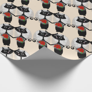 Mrs + Mrs Lesbian Marriage Cat Cute Brides Wedding Wrapping Paper