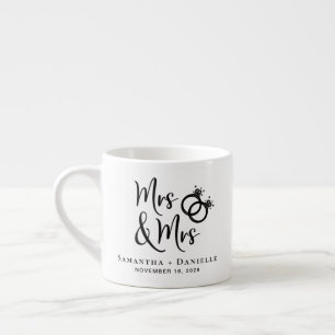Mrs & Mrs Lesbian Wedding Favour Espresso Cup