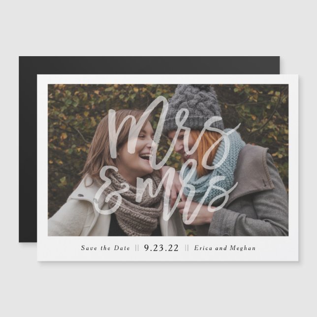 Mrs & Mrs LGBT Magnetic Save the Date Invitation (Front/Back)