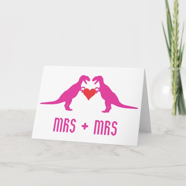 Mrs+Mrs- Love is Love Dinosaurs Holiday Card (Front)