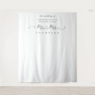 Mrs Mrs Name Rings Lesbian Wedding Photo Backdrop Tapestry