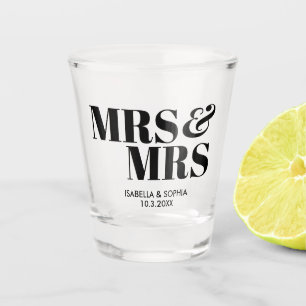 Mrs & Mrs Personalised Wedding Shot Glass Favours