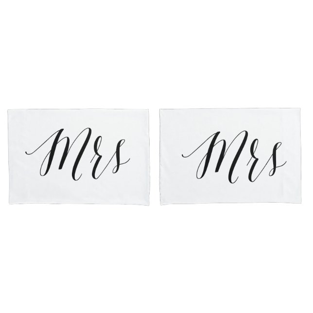 Mrs Mrs Romantic Wedding Hers Gay Lesbian Couple Pillowcase (Front-Set)