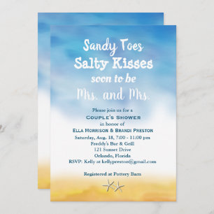 Mrs. & Mrs Sandy Toes Couple's Shower - sky & sand Invitation