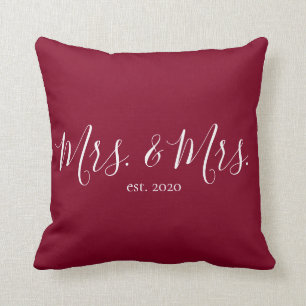 Mrs. & Mrs. Throw Pillow for Newlyweds Anniversary