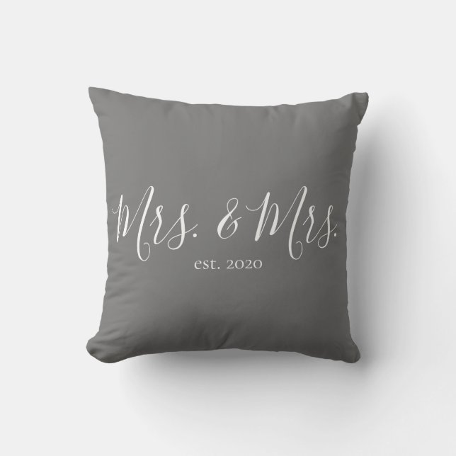 Mrs. & Mrs. Throw Pillow for Newlyweds Anniversary (Front)