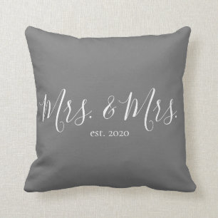 Mrs. & Mrs. Throw Pillow for Newlyweds Anniversary