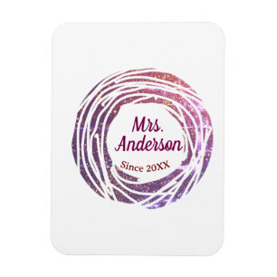 Mrs name pink mauve border since year wedding brid magnet