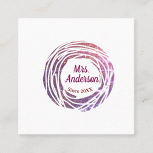 Mrs name pink mauve border since year wedding brid square business card