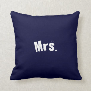 Mrs. Navy Blue Accent Pillow