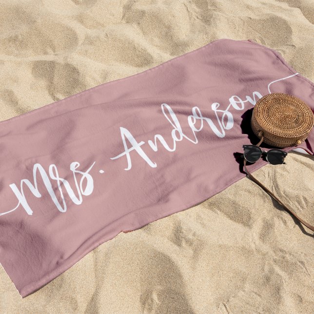 Mrs. New Name Bride Wedding Honeymoon Beach Towel (Creator Uploaded)