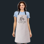 Mrs newlywed bride personalised blush pink apron<br><div class="desc">For the newlywed,  this blush pink and black apron features "Mrs." in an elegant and modern script along with a last name and "established" date. Makes a cute bridal shower or bachelorette gift!</div>